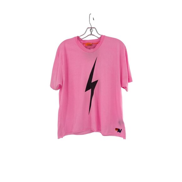 Aviator Nation Tops - Aviator Nation Pink Long Sleeve Tee with Black Lightning Bolt